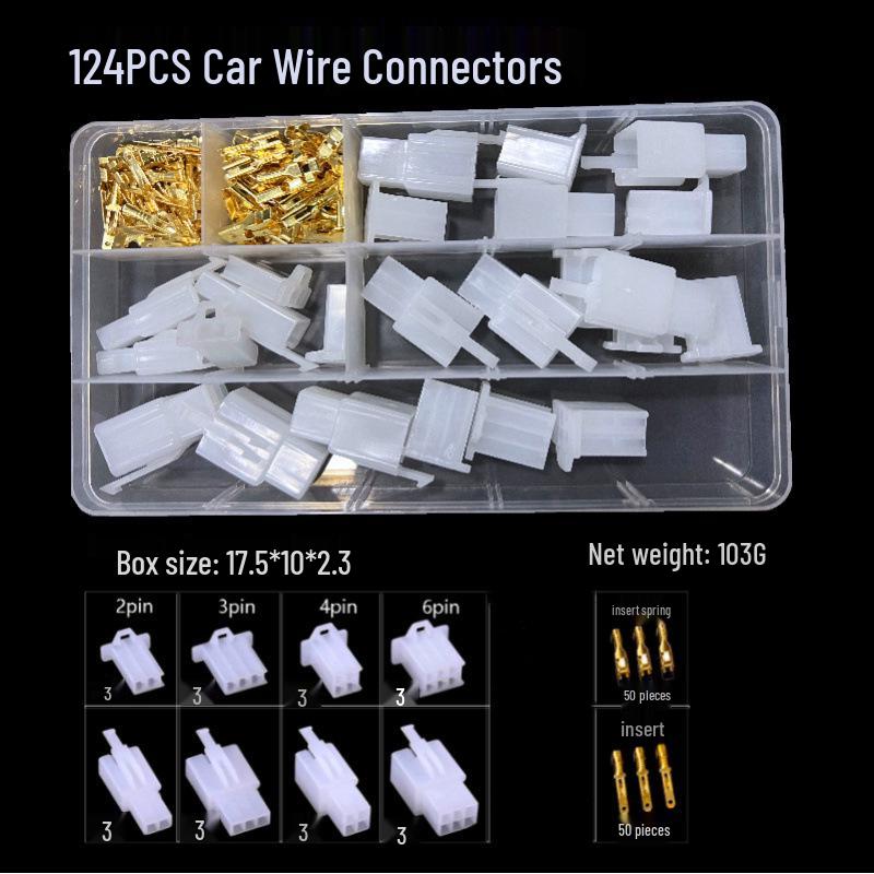380PCS Car Wiring Terminals & Connectors Set - 2.8 Blade Spring with Boxed Copper and Plastic Parts