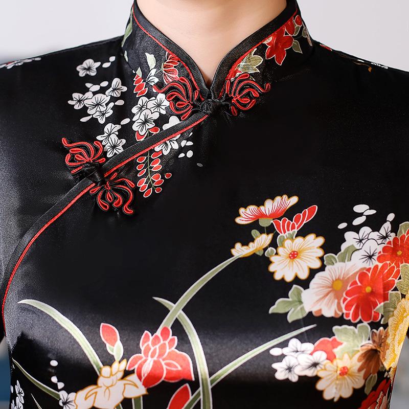 Autumn and winter new cheongsam improved long large size women's clothing middle-aged and elderly performance banquet dress