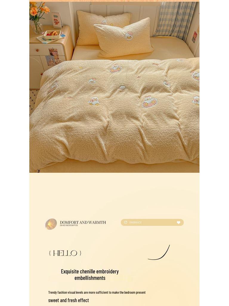 Зимний плюшевый бархатный комплект постельного белья: Фланелевые флисовые простыни и плюшевый пододеяльник