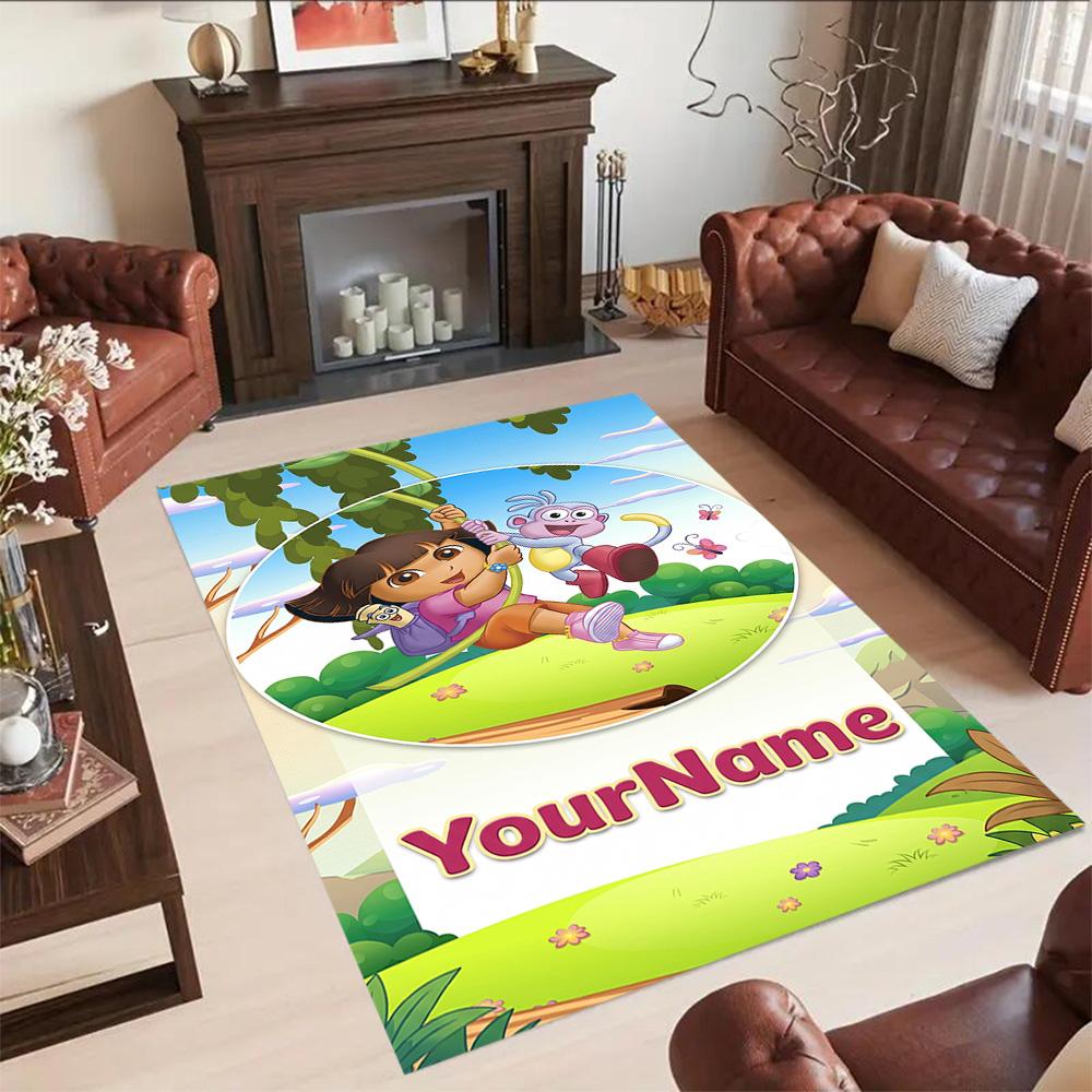 Dora Explorer Customizable Name Area Rug Design for Playrooms Balcony Bedrooms Hallway Antislip Carpet Office home decor Best for Christmas