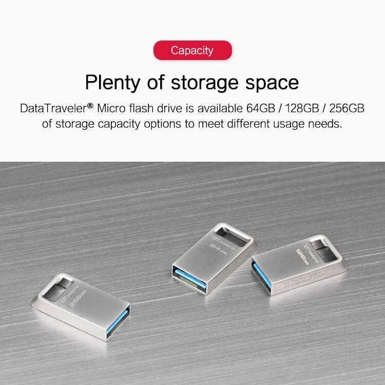 Kingston 128 ГБ Мини USB 3.2 Флешка Металлическая Флешка 64 ГБ 256 ГБ DTMC3G2 USB Флешка Чтение 200 МБ/с Автомобильный U-диск Серебристый Ультрамаленький