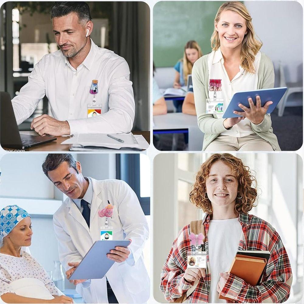 Забавный розовый значок-катушка с зажимом-аллигатором, выдвижной держатель для бейджа, аксессуары для бейджа, нескользящий держатель для ID-карты, студента-медсестры