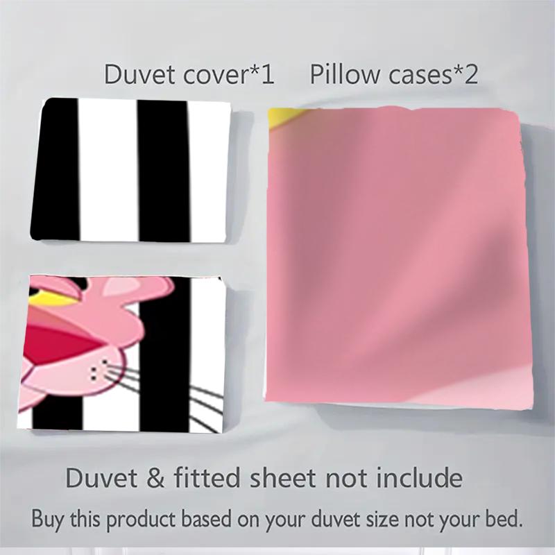 3Pcs Pink Panther Stripes Bedding Sets For All Sizes New 3D Printed Bed Cover Comforter Duvet Cover Pillowcase Bedroom Decoration