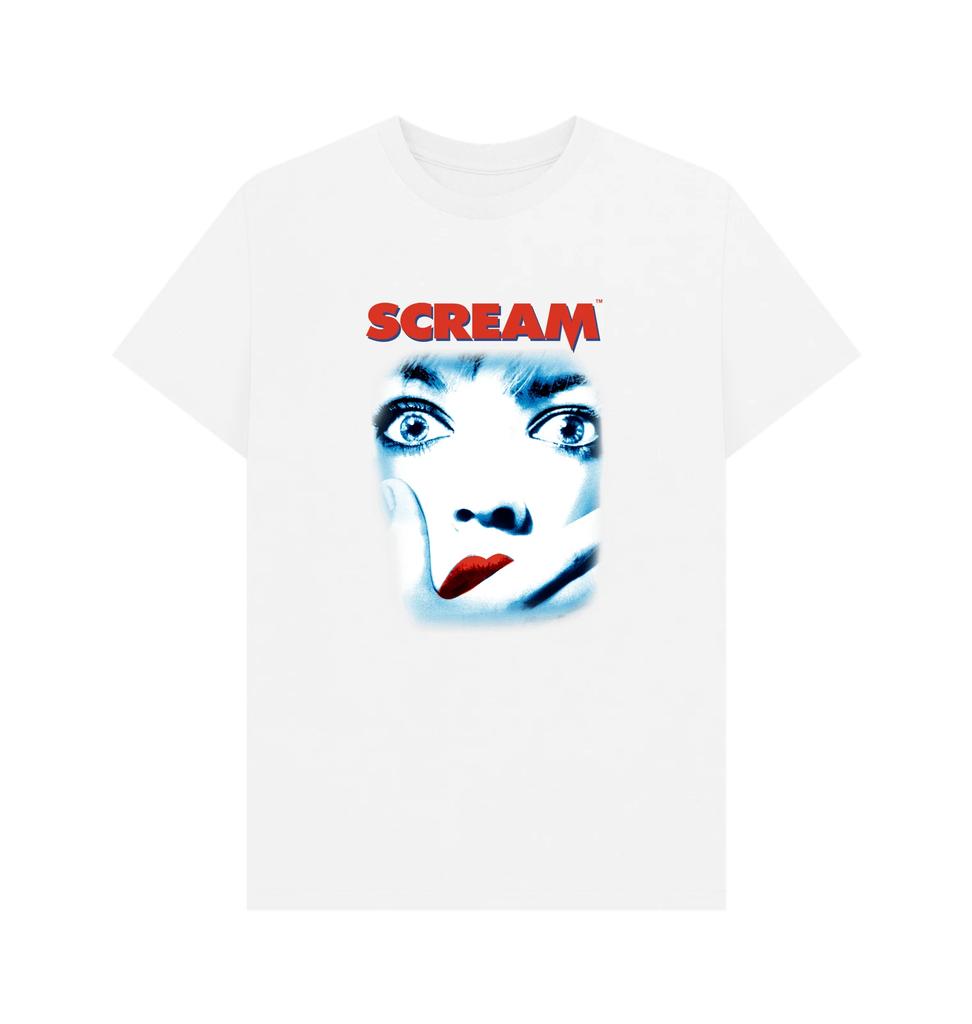 PREMIUM OFFICIAL Scream Scream Official Movie Poster Graphic White T-Shirt