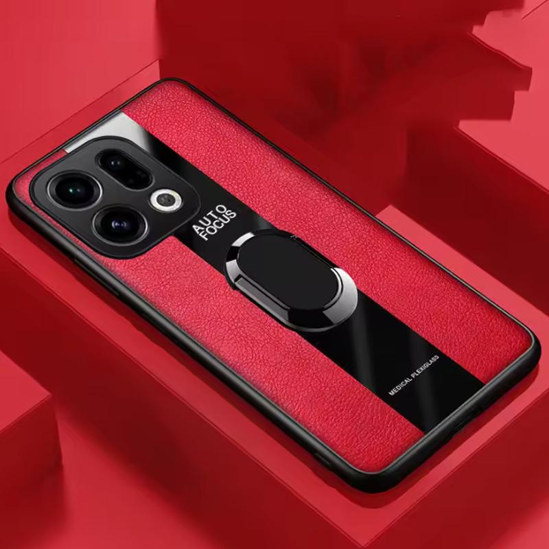 Пластиковый чехол из ПУ кожи для телефона OPPO Find X9 Pro с магнитной металлической подставкой-кольцом, противоударная мягкая крышка для OPPO Find X9Pro