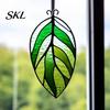 Stained Glass Leaf Art Acrylic Hanging Pendant, Waterproof Sunproof Window Hanging, Decorative Pendant Ornament with Colorful Light Effects for Garden