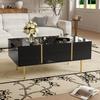 High-gloss Coffee Table, with 2 Drawers, Gold Accents, Storage Space, Elegant Design, Easy To Clean, for Living Room