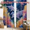 2pcs, 2D FLAT PRINTING Curtains (Without Rod) Ocean Paradise(1) Holiday Curtains Prints Light Filtering Curtains Home Decor