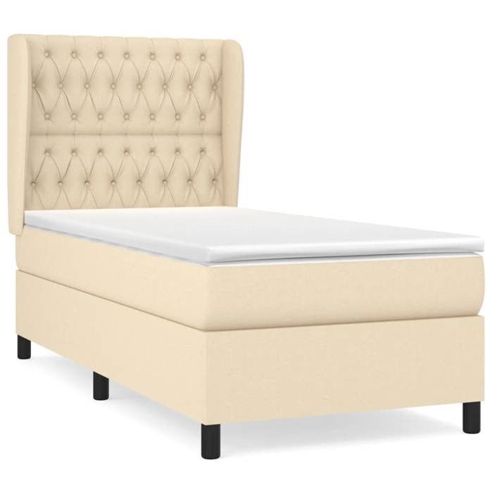 Maison Exclusive - Sommier à lattes de lit et matelas Crème 90x190 cm Tissu