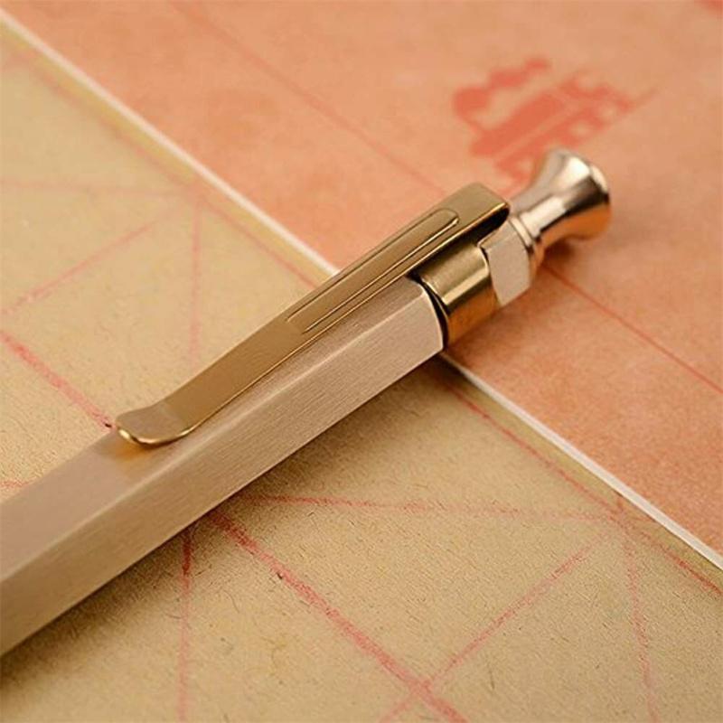 Прочная твердая латунная ручка с шестью гранями Компактная портативная шариковая ручка с зажимом Офисные школьные принадлежности
