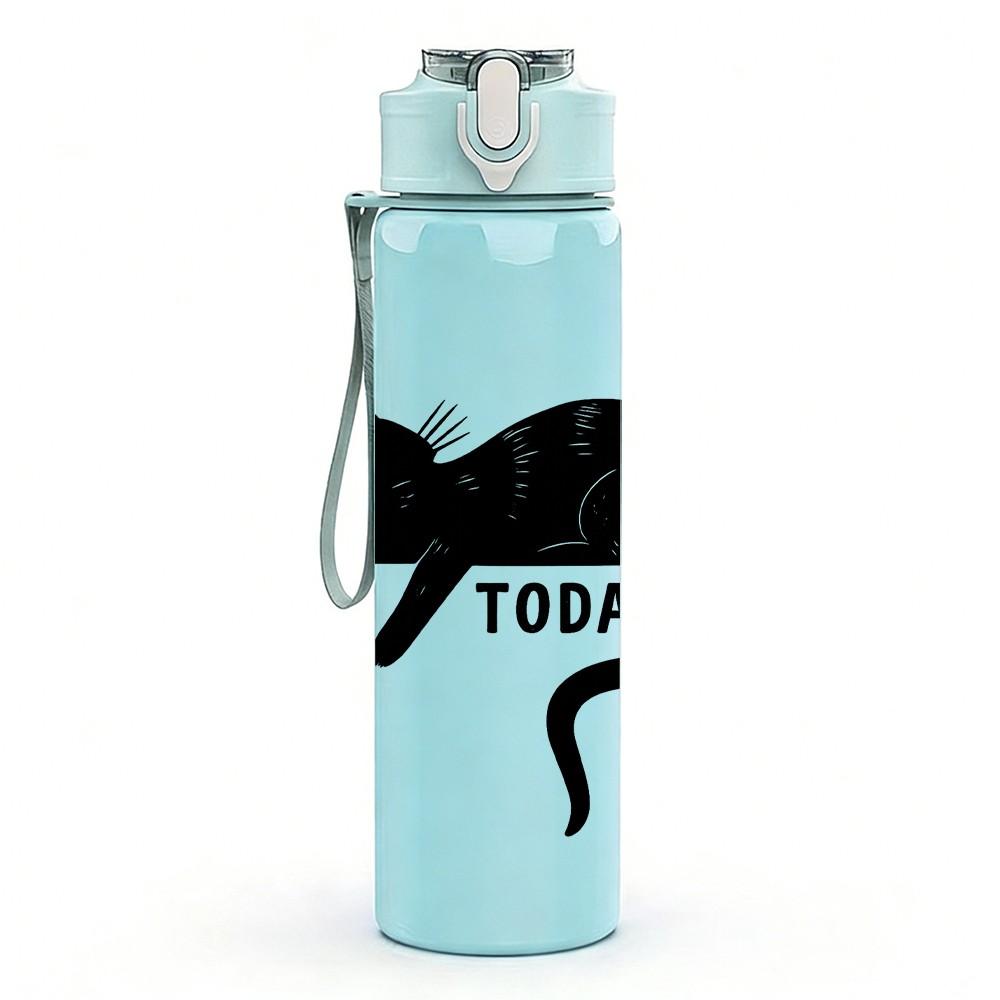 1PC Not Today Black Cat Silhouette 750ml Color Plastic Sports Water Bottle Leakproof Flip Straw Lid Suitable for Sports Office Home Use