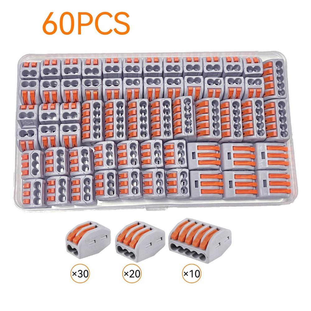 60PCS Puch in Lever Wire Nuts 28-12 AWG Electrical Wire Nuts Lever Wire Connectors Kit