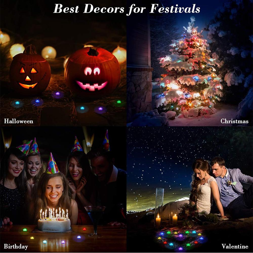 10Pcs Mini Submersible RGB Led Light with Remote for Vase Fish Tank Hot Tub Pool