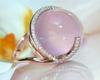 Zhenrong 14K Rose Gold Pink Crystal Moonstone Diamond Ring, European & American Creative Design.