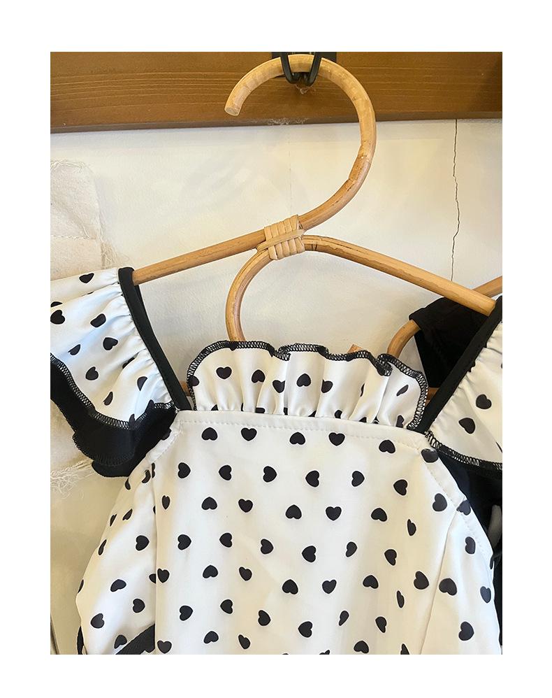 2025 Девочки Черно-белый Слитный Купальник на Бретелях - Модная Купальная Одежда для Отпуска