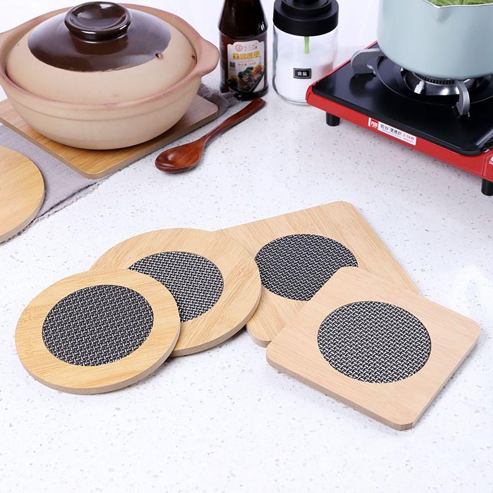 Wooden Coasters Round Square Bowl Dish Pot Mats Cartoon Heat Insulation Pad  Table
