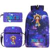 New Animation One Piece Printed Backpack for Primary and Secondary School Students Large Capacity School Bag Combination Three-piece Set