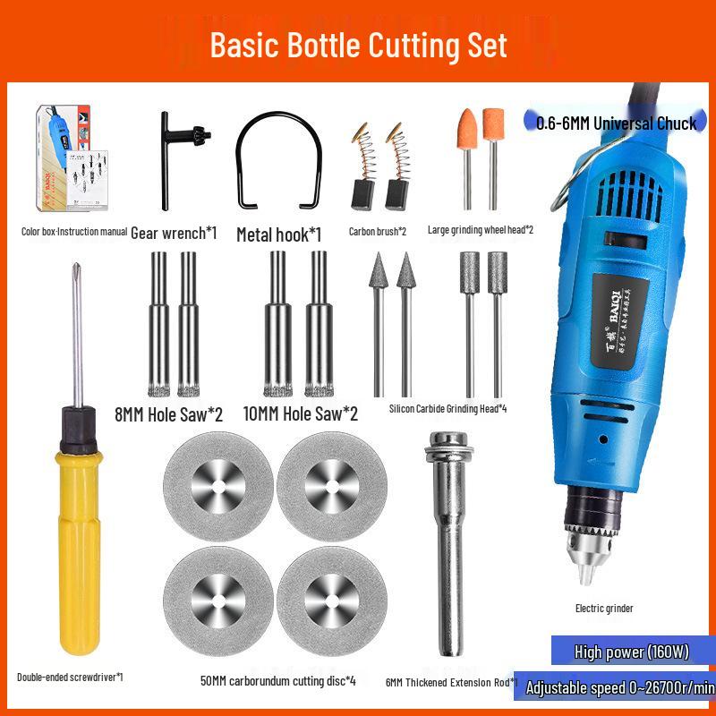 Multifunctional Handheld Electric Grinder and Chainsaw for Cutting Jade, Wood, Metal, and Wine Bottles.