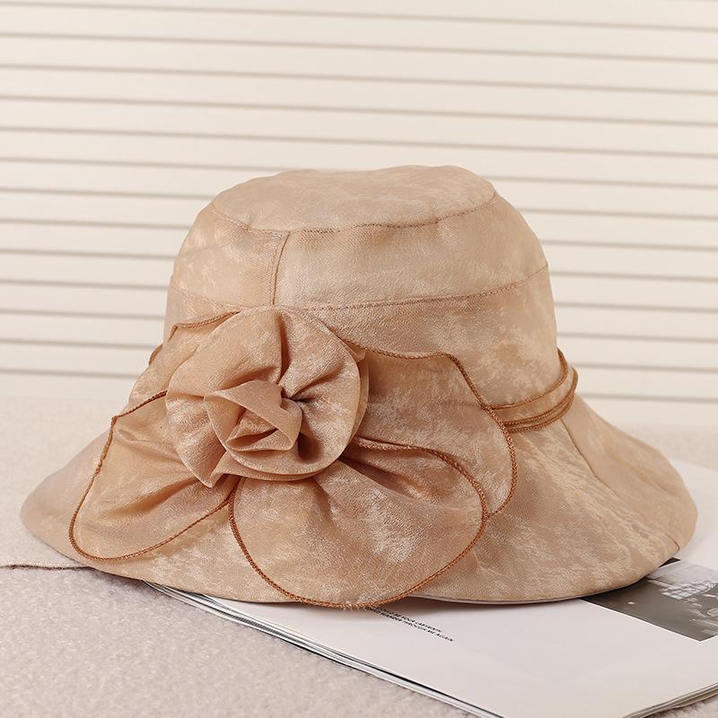 Spring and summer new retro flower mesh sun hat beach sun hat women's organza top hat