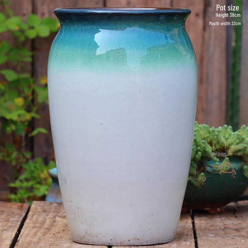 Большой керамический горшок ручной работы для суккулентов и орхидей - Дышащий, Грубозернистый глиняный горшок для бонсай