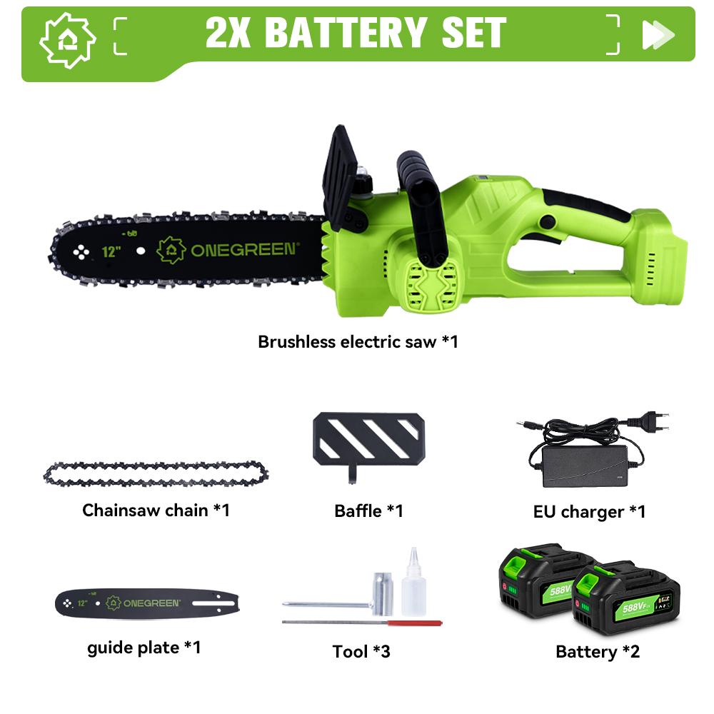 ONEGREEN 6000 Вт 12 дюймов бесщеточная электрическая цепная пила аккумуляторная пила садовый деревообрабатывающий электроинструмент для Makita 18 В аккумулятор