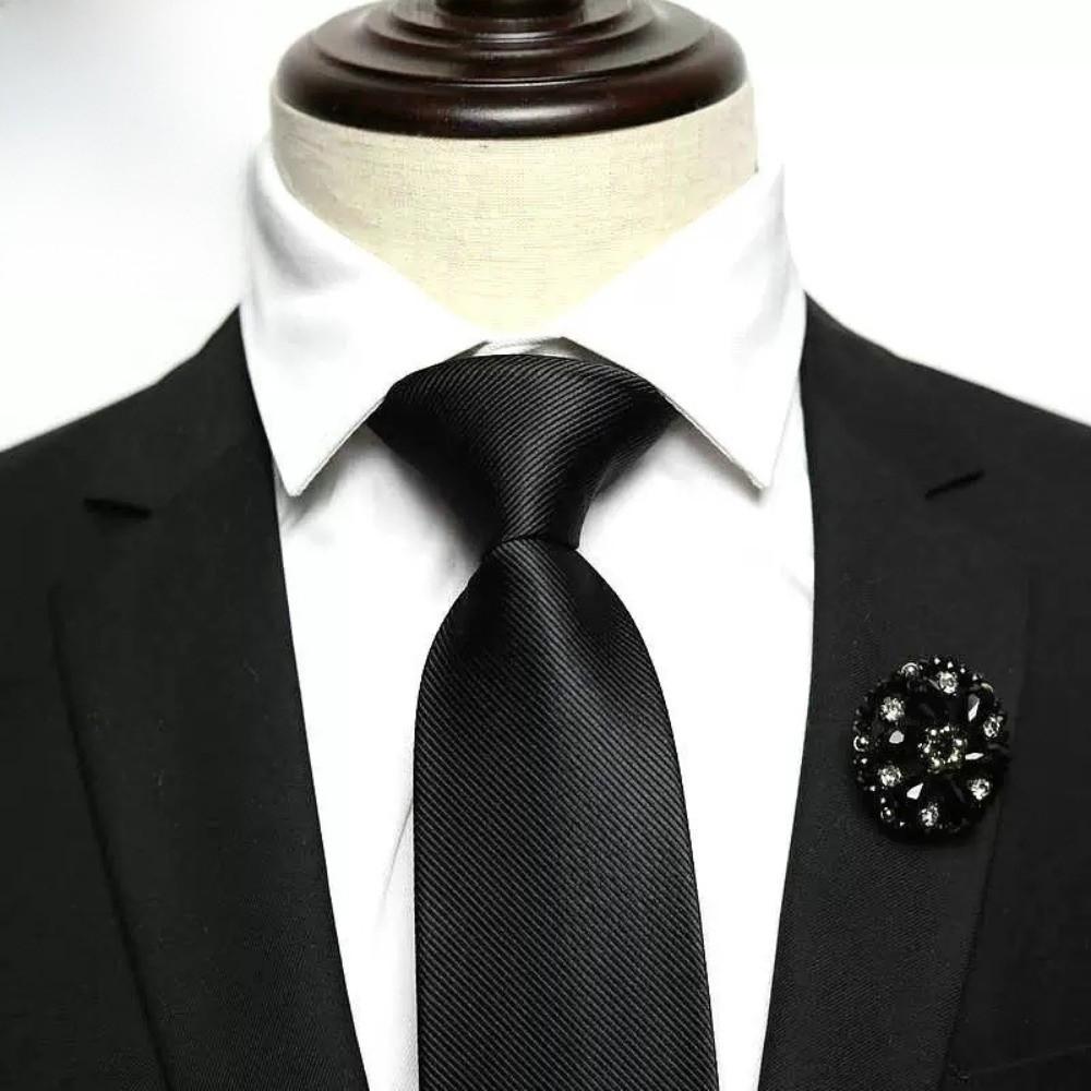 Однотонный мужской галстук Цветочный ретро-галстук Классический черный галстук Рубашка