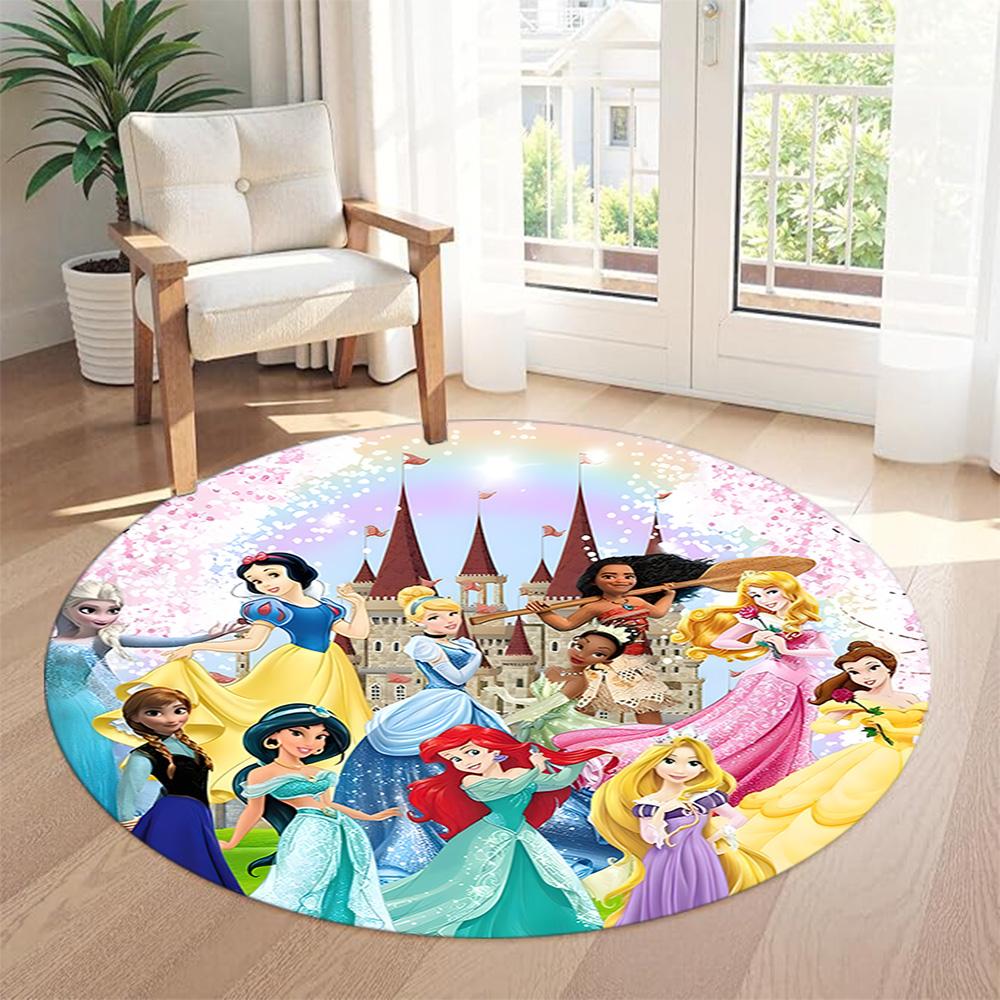 Princesses Round Area Rug Perfect for Living Rooms Balcony Game Room Dining Room Antislip Round Carpet Office home decor Birthday Christmas Gift