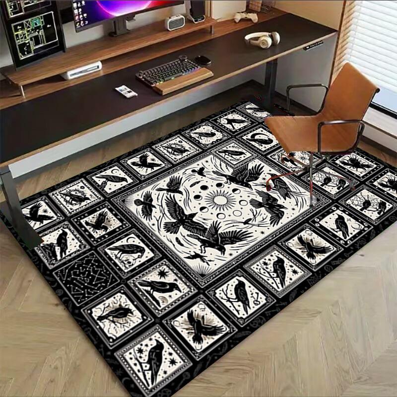 1PC Crows Raven Non-Slip Floor carpet, Office, family, bedroom, Studio - Large Area Rug, Decorative Mat, Longlasting Material-C0433