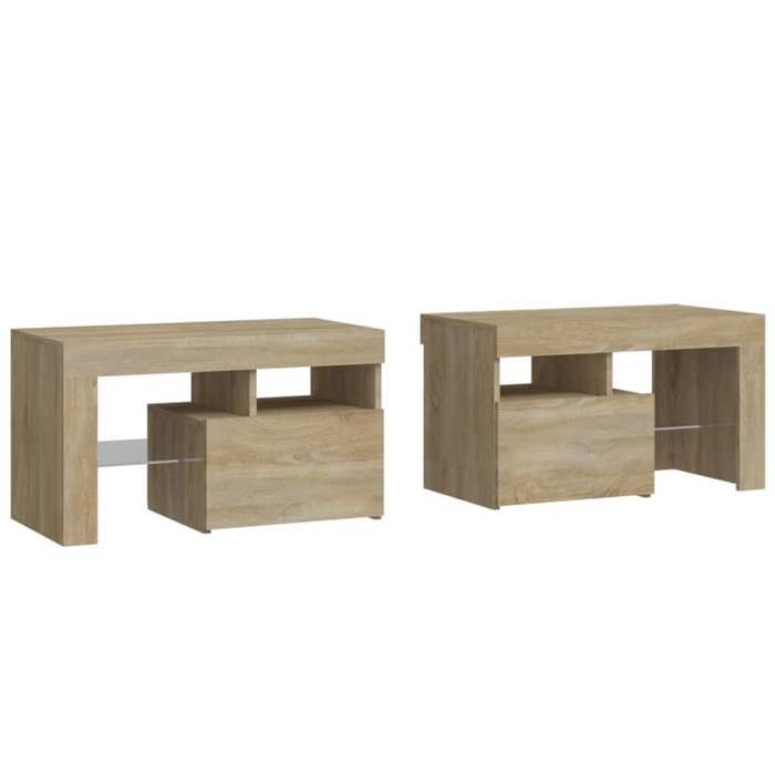 Table de chevet - Maison Exclusive - 2 pcs - Chêne sonoma - Lumières LED RVB - 70x36,5x40 cm