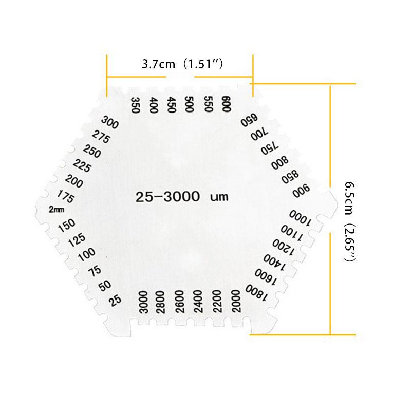 Wet Film Comb Gauge Coating Thickness Meter Tester Tool 25-3000Um Silver