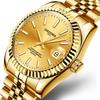 2024 New Top Brand Luxury Fashion Men's Gold Watch Quartz Calendar Luminous Stainless Steel Waterproof Watch Business