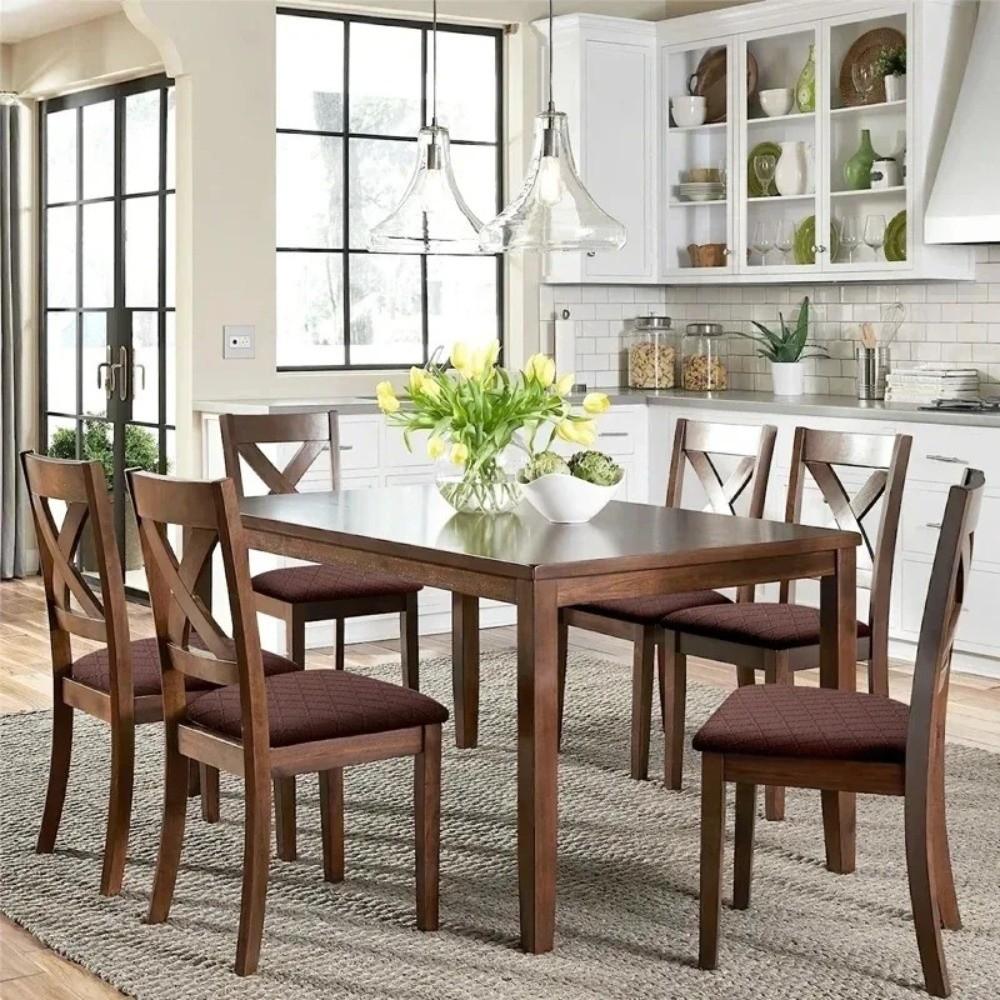 Solid Color Dining Chair Covers Diamond Grid Cushion Covers Chair Seat Cover  For Home  Office