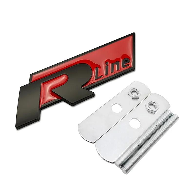 1Pc Metal Rline Emblem Car Front Grille Badge Rear Trunk Sticker for BORA CC GOLF JETTA MK4 PASSAT Polo SR32 Lavida