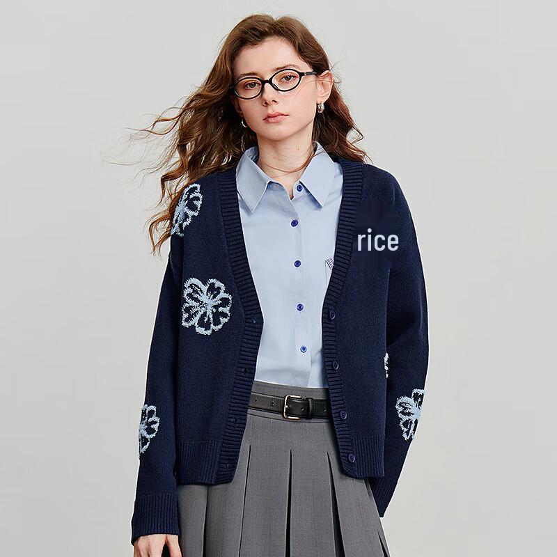 Chuyu Women's Retro V-Neck Knitted Cardigan