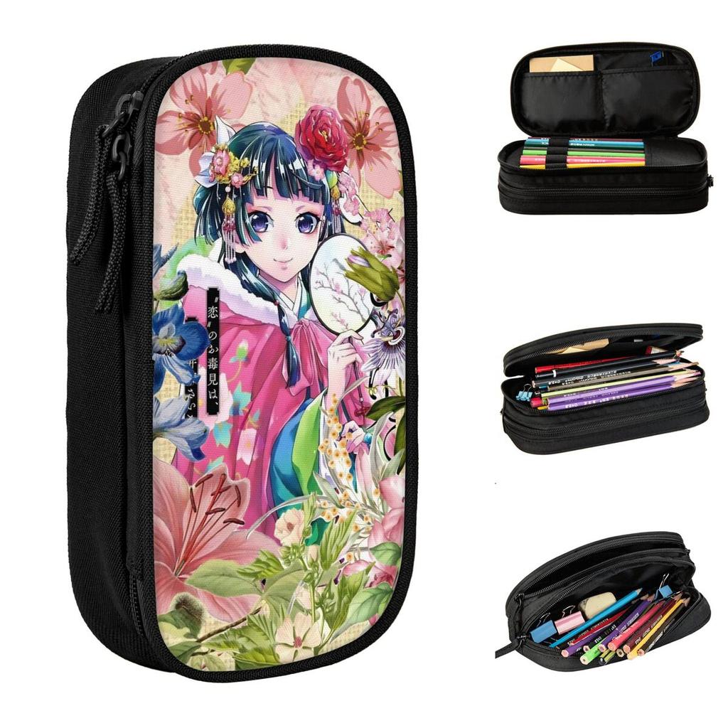Maomao Anime Pink Pencil Cases Apothecary Diaries Pencil Box Pen for Student Big Capacity Bags Office Zipper Stationery