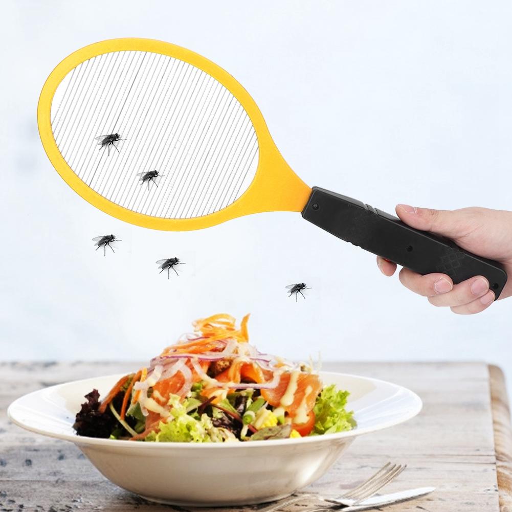 Cordless Battery Power Electric Fly Mosquito Swatter Bug Zapper Racket Insects Killer (yellow)