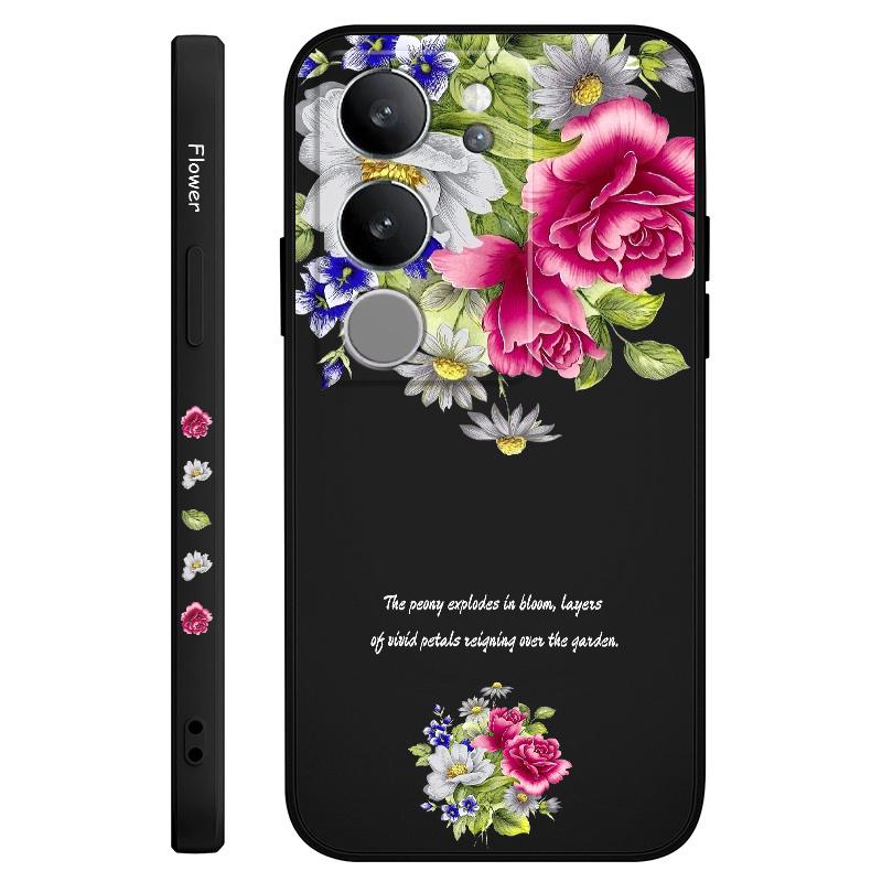 Чехол для телефона с рисунком розы для VIVO V40 V30 V29 V29E V27 V27E V25 V25E V23 V23E V21 V20 Y20 Y12 Y21 Y22 Y50 Y35 Y76 Y36 Pro 4G 5G