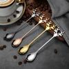 Deer Head Shape 304 Stainless Steel Stirring Spoon Romantic Christmas Elk Coffee Dessert Spoon Exquisite Tableware Party Gift
