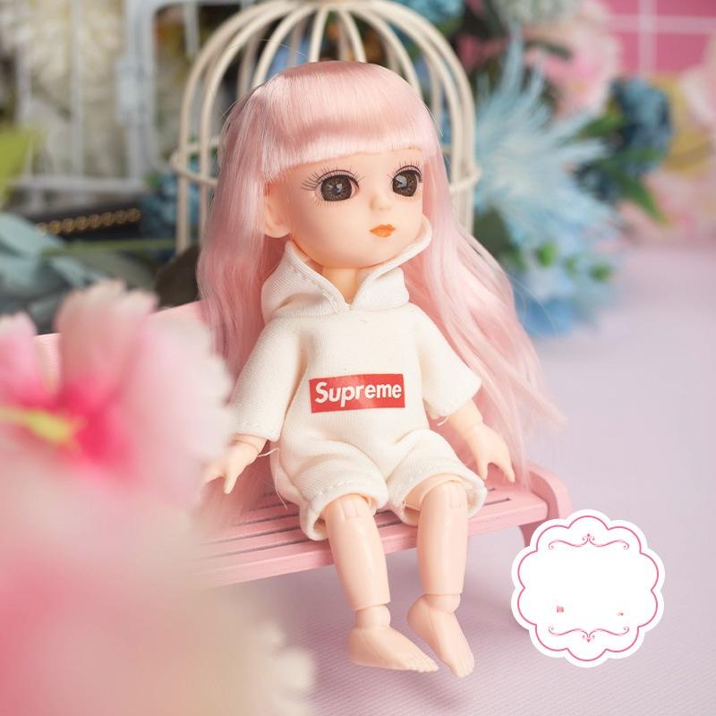 Мини-подвижная 13-шарнирная кукла 15 см, игрушка для девочек, 3D большие глаза, BJD принцесса, полная одежда, коллекция платьев, детская кукла в подарок