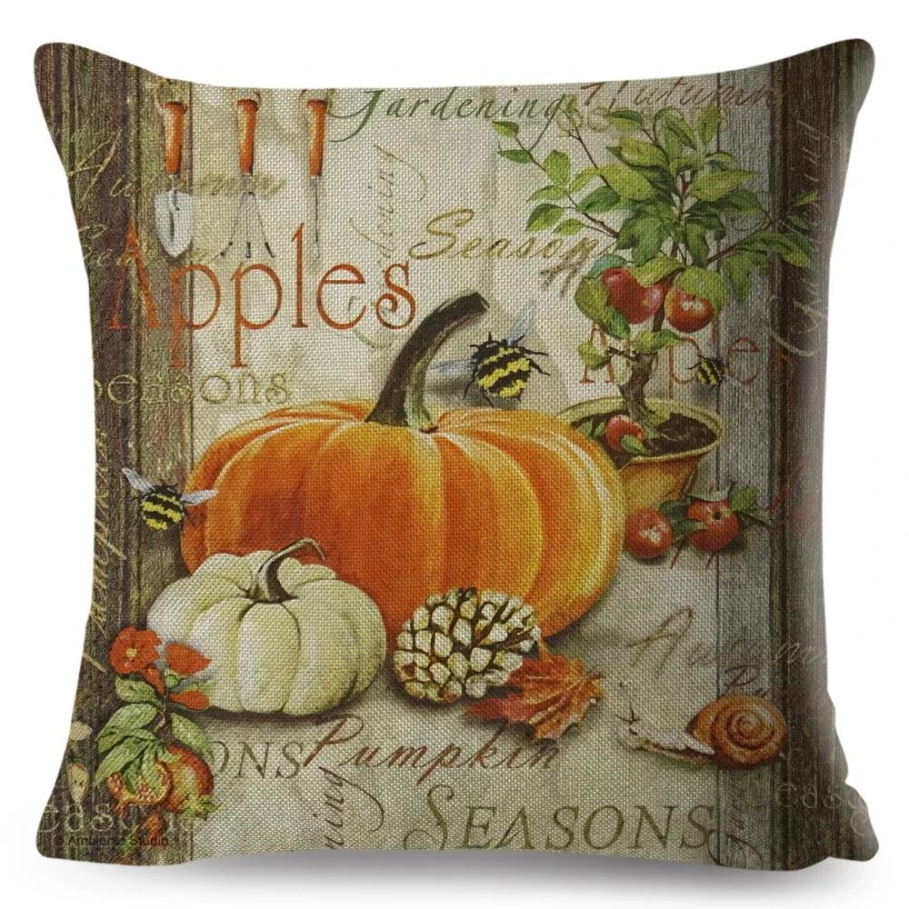 Красочная акварельная наволочка на подушку с тыквой, декор, мультяшный принт растения, наволочка для дивана, дома, полиэстеровая наволочка x