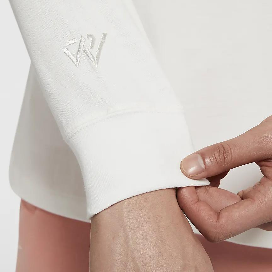 Jordan Футболка с круглым вырезом и длинным рукавом с принтом алфавита, мужские топы, белые CW4262-100