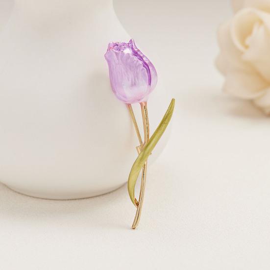 Изысканная брошь для романтической вечеринки, эмаль, розовый цветок тюльпана, брошь, костюм