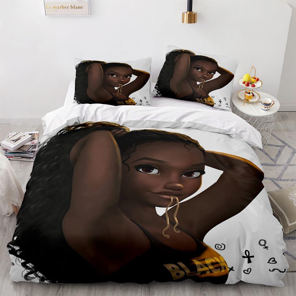African Girls Bedding Sets Quilt Bed Cover Comforter Duvet Cover Pillow Case 2-3 Pieces Sets Kids Adult Bedroom Decoration