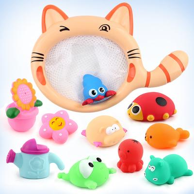 Детская игрушка для ванной, котенок, рыболовный сачок, набор мультяшных животных, звук писка, модель с распылением воды