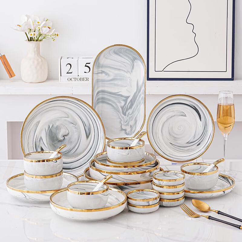 Керамический столовый сервиз Jingzhou Marble