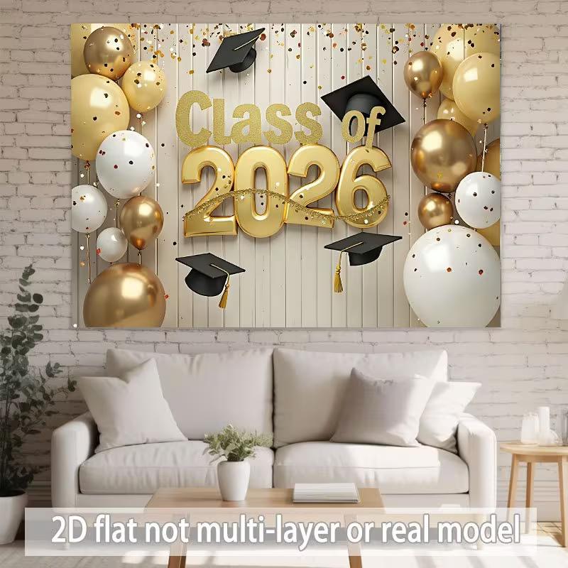 2D Фон для Фотосъемки Выпускного 2026 года Золотой Шар Декорация для Вечеринки