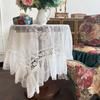 French White Lace Tablecloth Round Table Cover Cloth, Rectangular Embroidered Yarn Cover Towel, Coffee Table