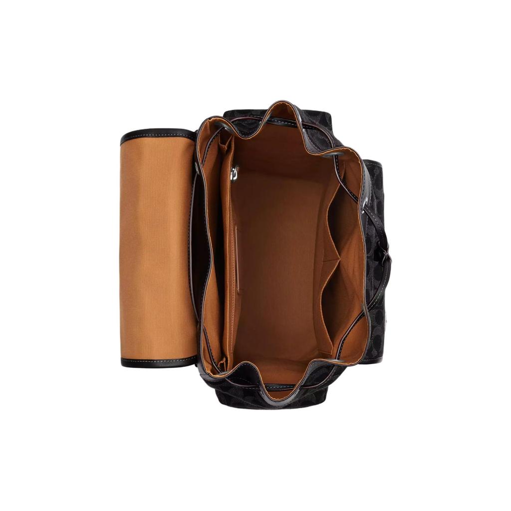 Coach Рюкзак Sprint 29 Classic из канвы с монограммой и гладкой телячьей кожи, большой мужской, серебристо-черный CO933-SVBK