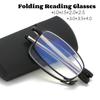 Small Portable Folding Reading Glasses with Case Ultralight Metal Frame Presbyopia Eyewear with Box Farsighted Diopter +4.0