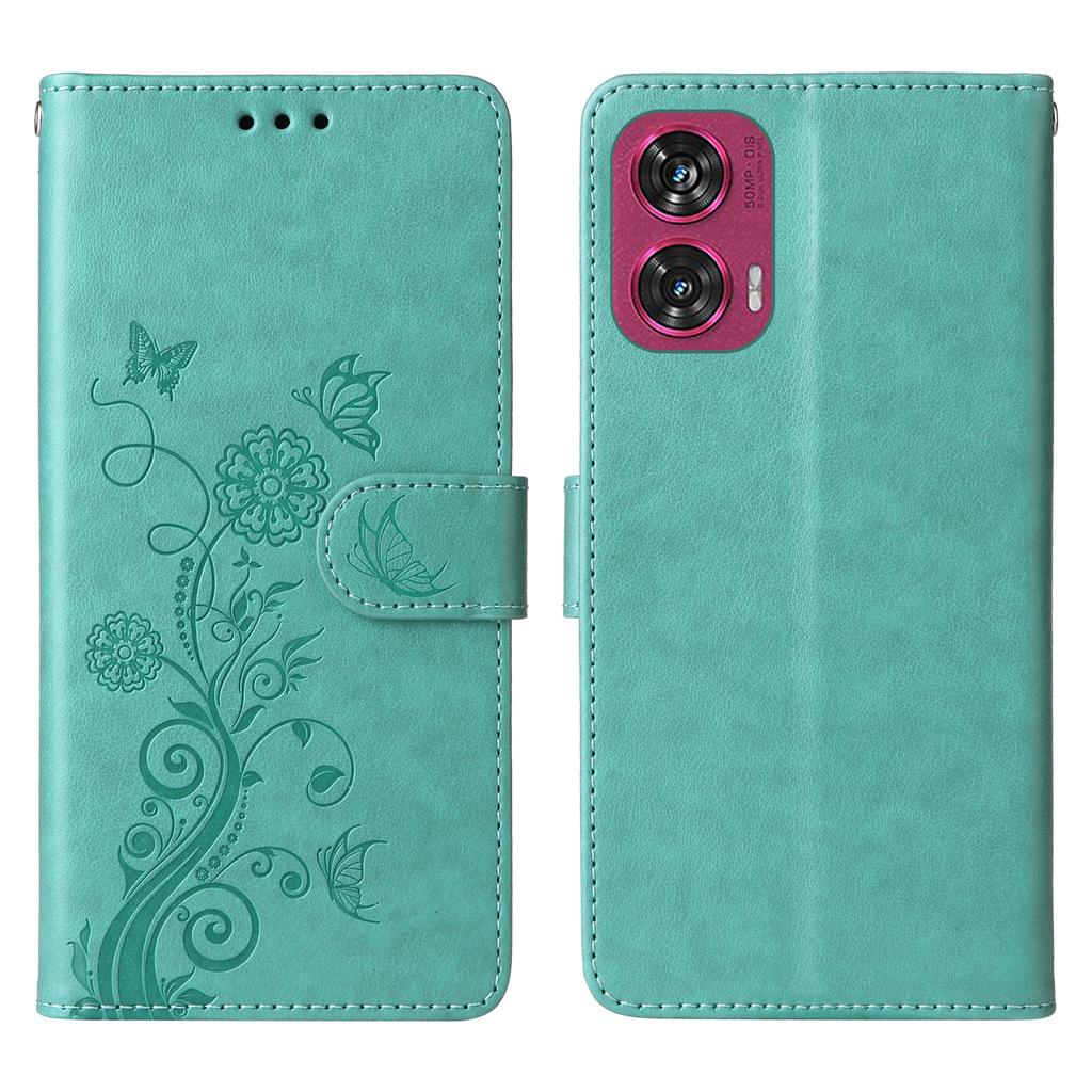For Motorola Edge 50 Fusion 5G/G96 5G Case Butterfly Floral Imprint Wallet Stand Leather Phone Cover